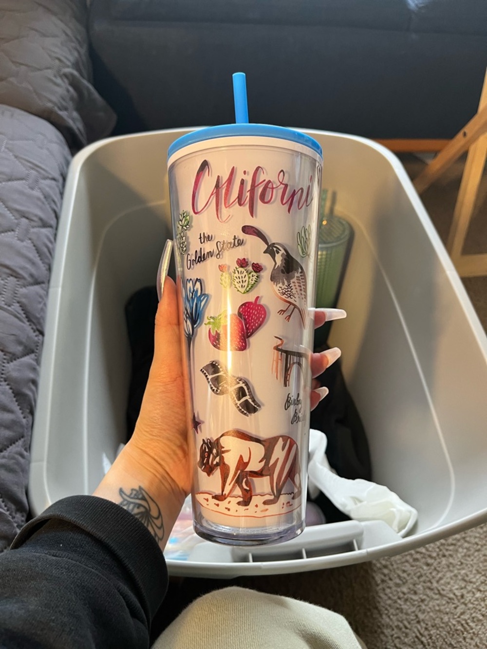 California Illustrated Travel Tumbler - Blue Lid